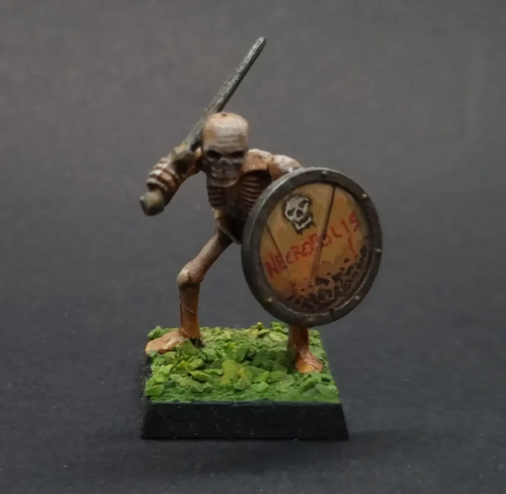 Technique peinture métal rouillé sur armes de squelettes Warhammer SAGA